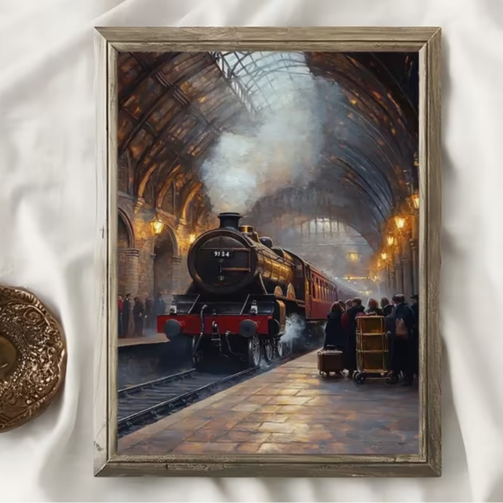 Print Canvas Wall Art Hogwarts Express Train Wizarding World of Harry Potter - Picture 1 of 4